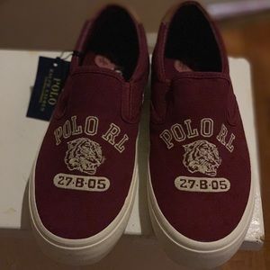Ralph Lauren Polo Maroon Slip Ons Men 7.5